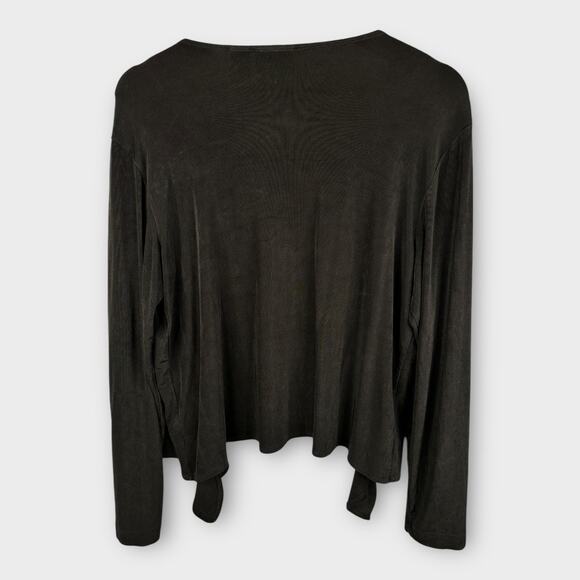 Chicos Traveler Womens size 2 Large 12 Open Cardigan Black Slinky - Picture 2 of 9